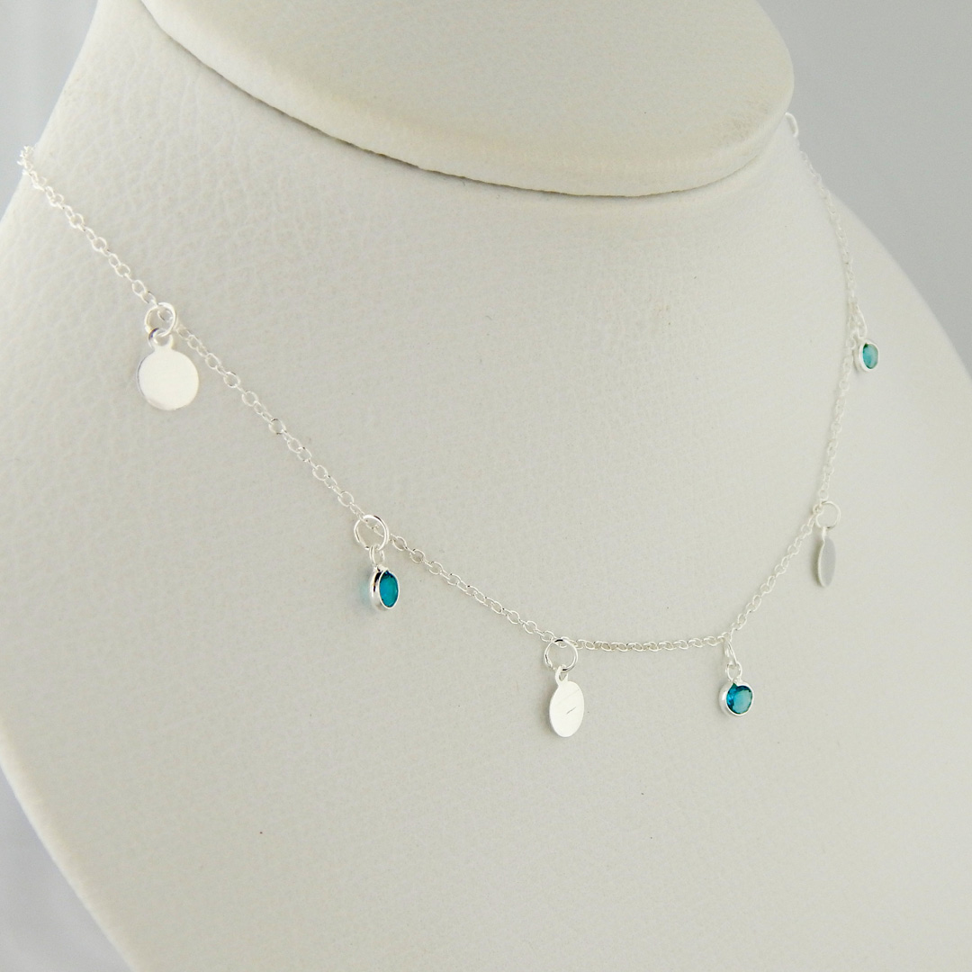 Collar Plata Círculos Cubic (Azul, Celeste y Tranparente) - Imagen 2