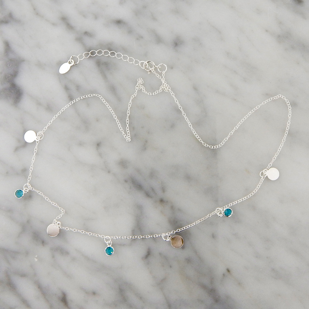 Collar Plata Círculos Cubic (Azul, Celeste y Tranparente) - Imagen 6