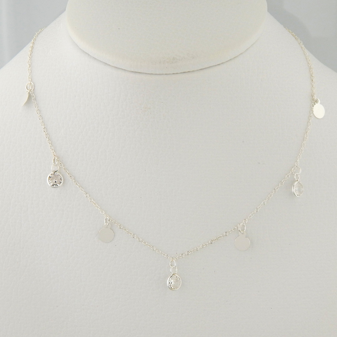 Collar Plata Círculos Cubic (Azul, Celeste y Tranparente) - Imagen 3
