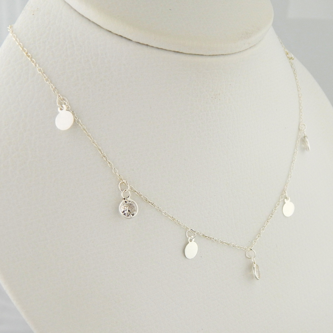 Collar Plata Círculos Cubic (Azul, Celeste y Tranparente) - Imagen 4