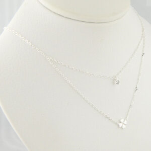 Collar Doble Plata Trébol Cubic