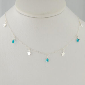 Collar Plata Estrellas Cubic (Azul, Celeste y Tranparente)