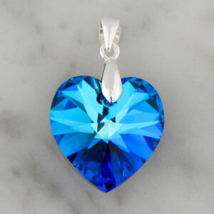Dije Plata Corazón Simil Cristal SWA (Varios Colores)