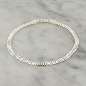 Pulsera Plata Triple Fila Bolitas
