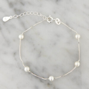 Pulsera Plata Veneciana Perlas