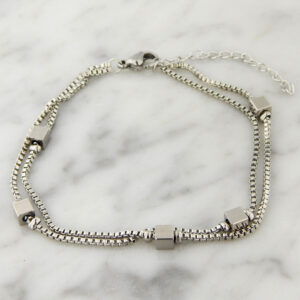 Pulsera Acero Acero Doble Cubos