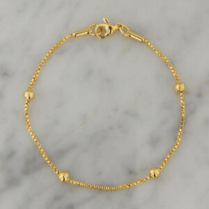 Pulsera Acero Dorado Bolitas