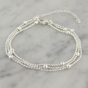 Pulsera Acero Blanco Triple Bolitas