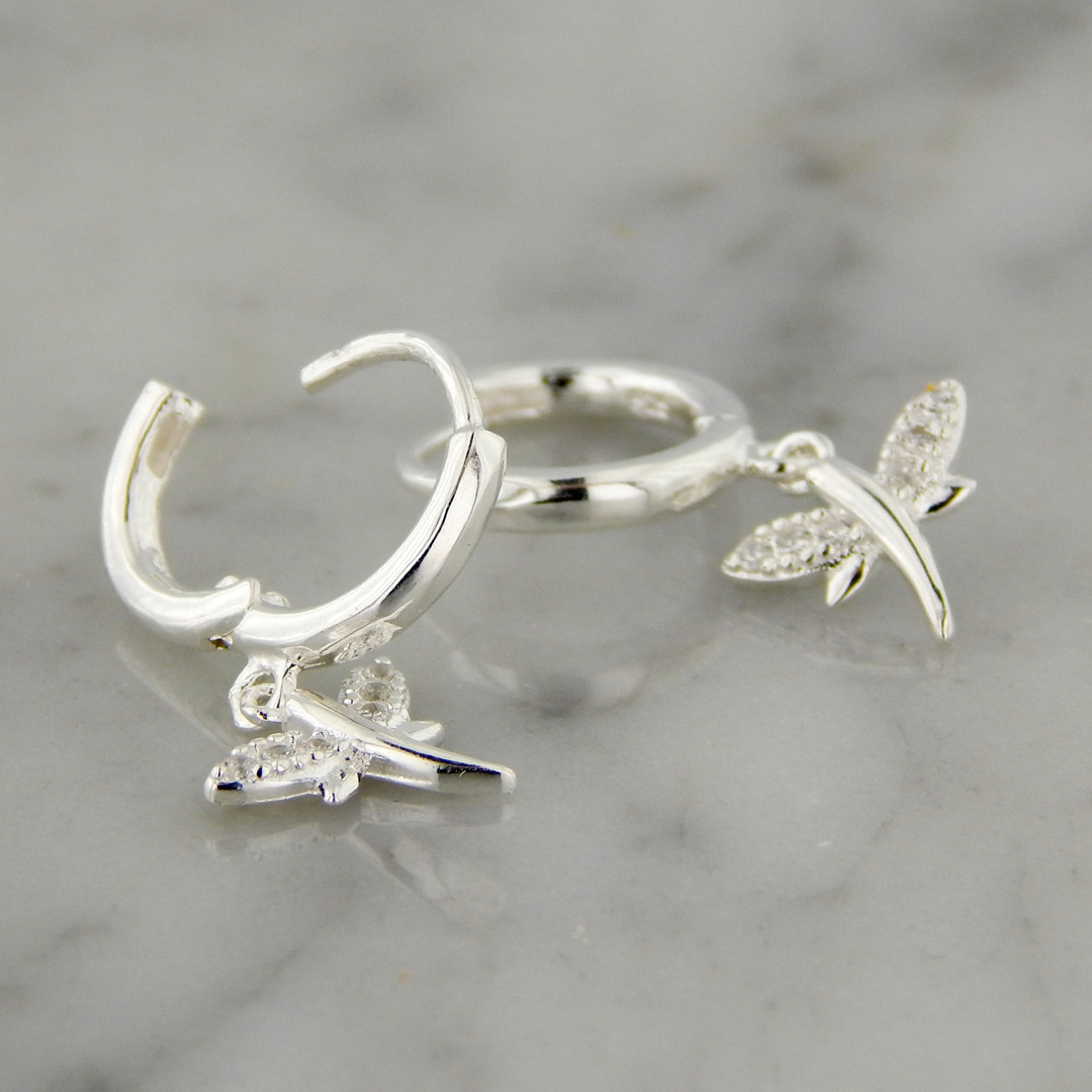 Aros Plata Cubic Dije Libélula Micropavé - Imagen 3