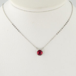 Collar Plata Cubic Rojo y Micropavé
