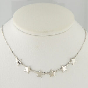 Collar Plata 6 Estrellas Terminación Cubic