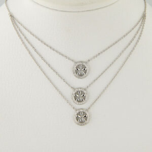 Collar Plata Triple Flores Cubic Micropavé