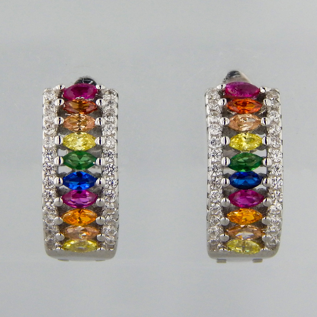 Aros Plata Cubic Arcoiris