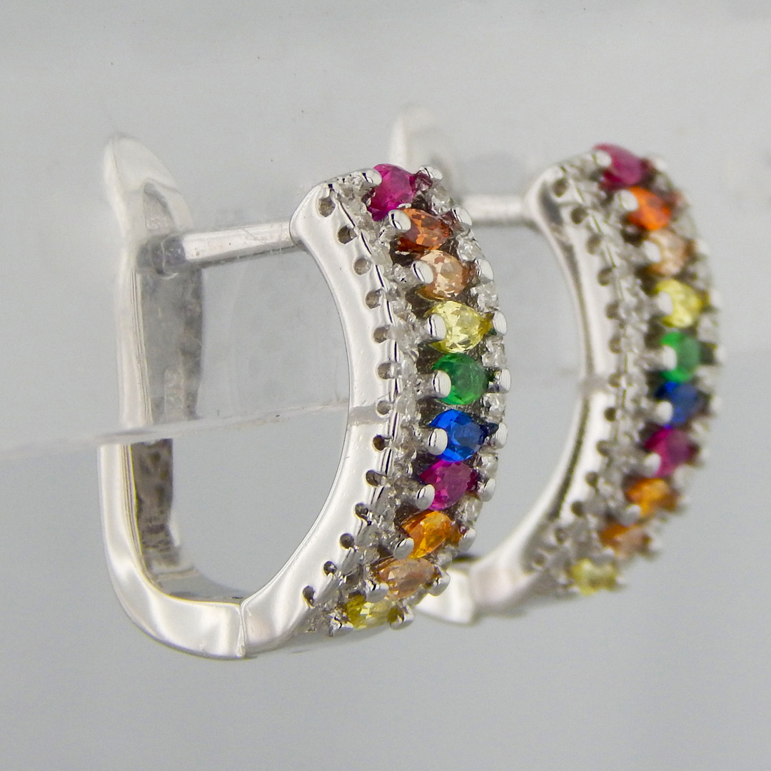 Aros Plata Cubic Arcoiris - Imagen 2