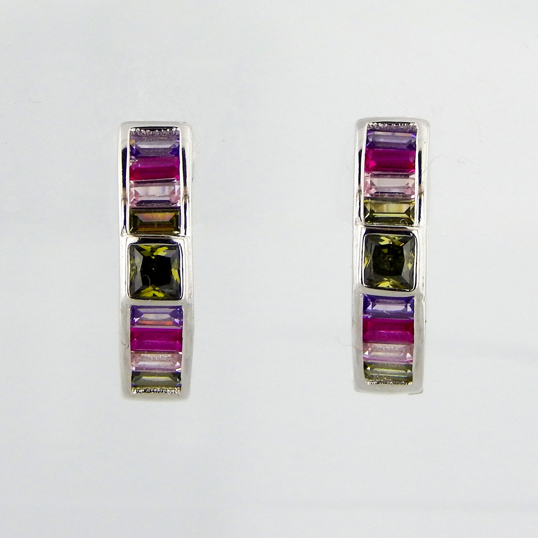 Aros Plata Cubic Colores - Imagen 3