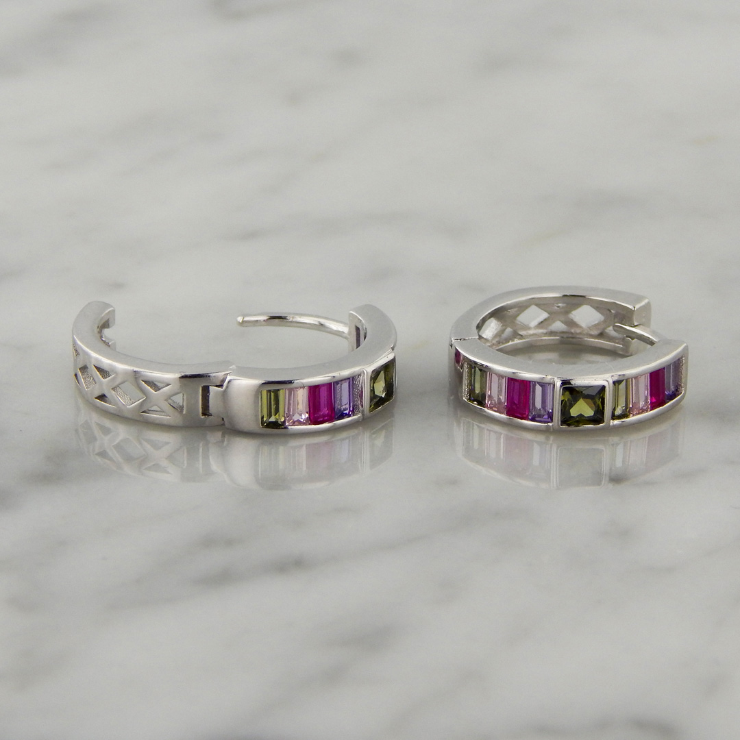 Aros Plata Cubic Colores - Imagen 2