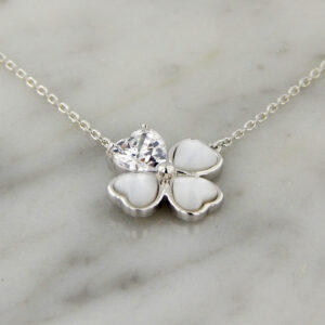 Collar Plata Cubic Trebol Nacarado