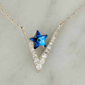 Collar Plata Cubic Estrella Azul V Cubic Micropavé
