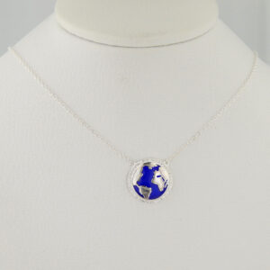 Collar Plata Cubic Mundo Azul