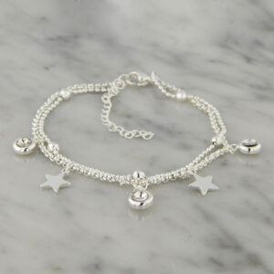 Pulsera Doble Acero Blanco Estrellas Susanitos