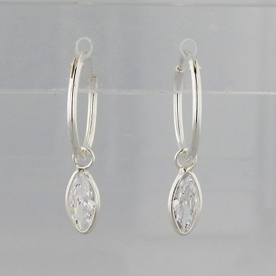 Aros Argolla Plata Cubic Óvalo