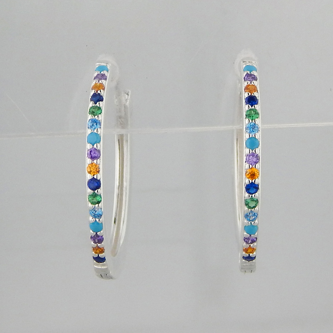 Aros Plata Argolla Cubics Colores - Imagen 3
