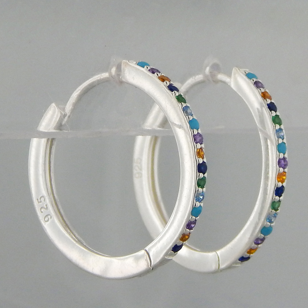 Aros Plata Argolla Cubics Colores - Imagen 2
