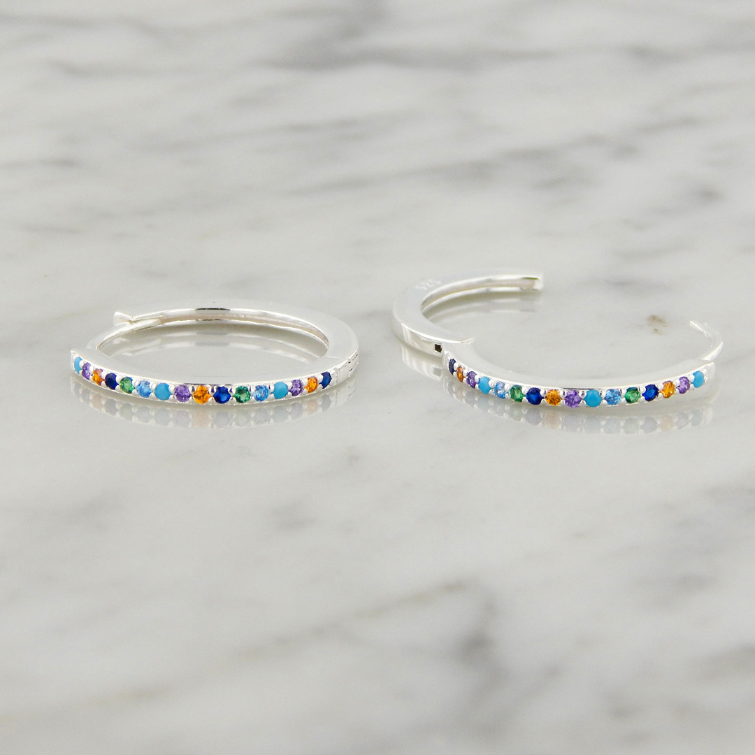Aros Plata Argolla Cubics Colores