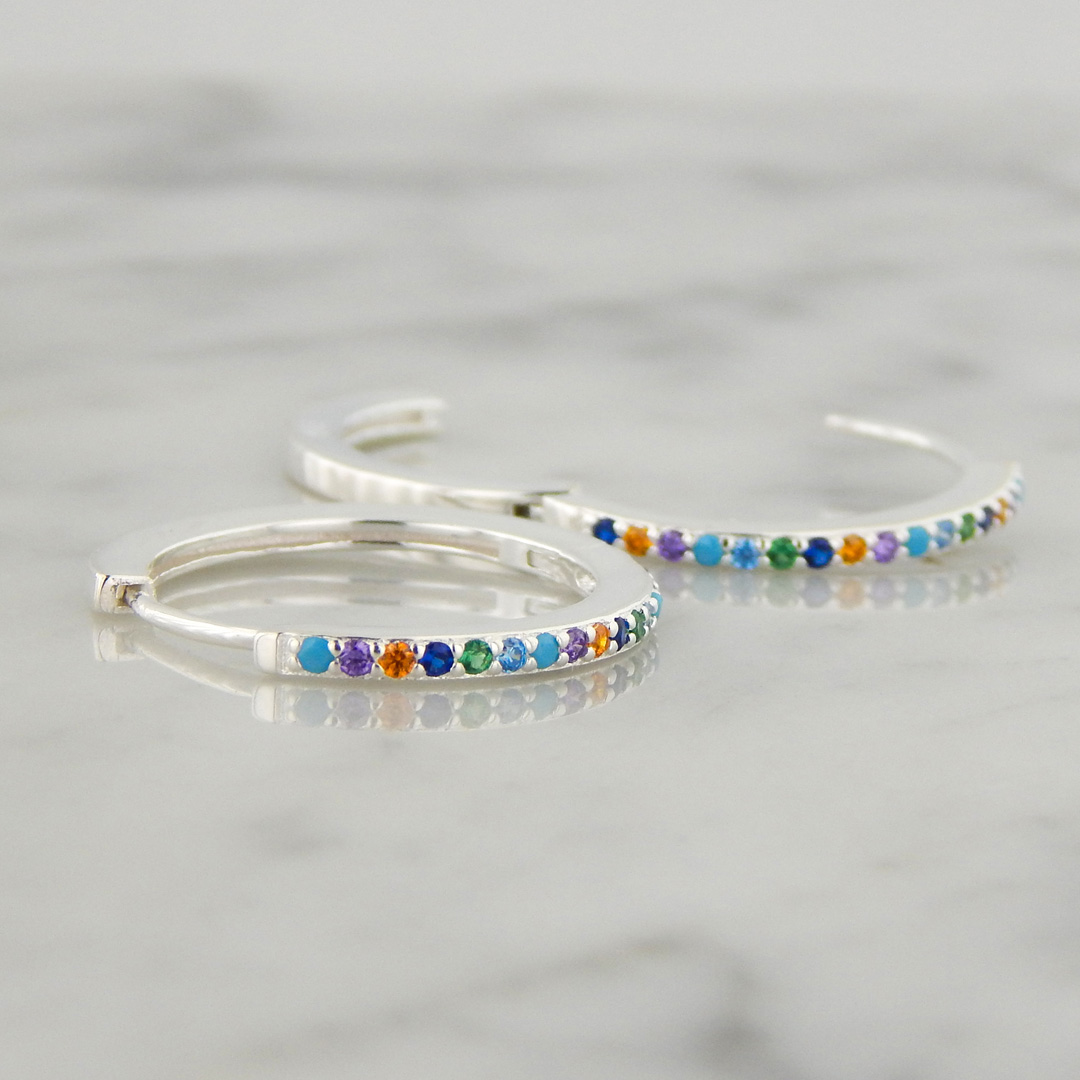 Aros Plata Argolla Cubics Colores - Imagen 5