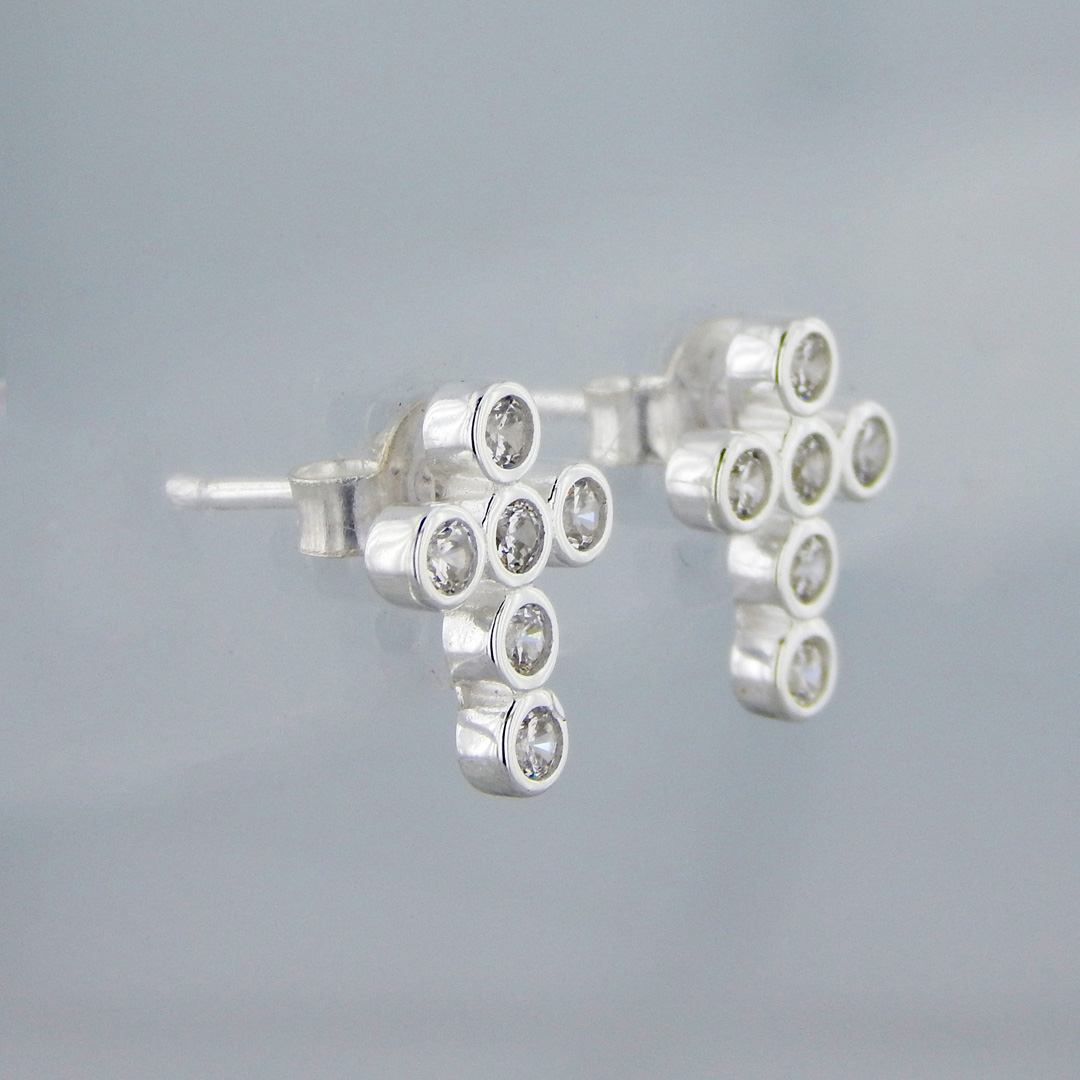 Aros Plata Cubic Cruz - Imagen 2