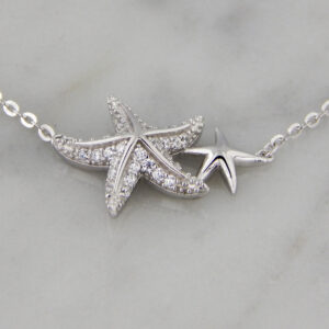 Collar Plata Cubic Estrellas de Mar Micropavé