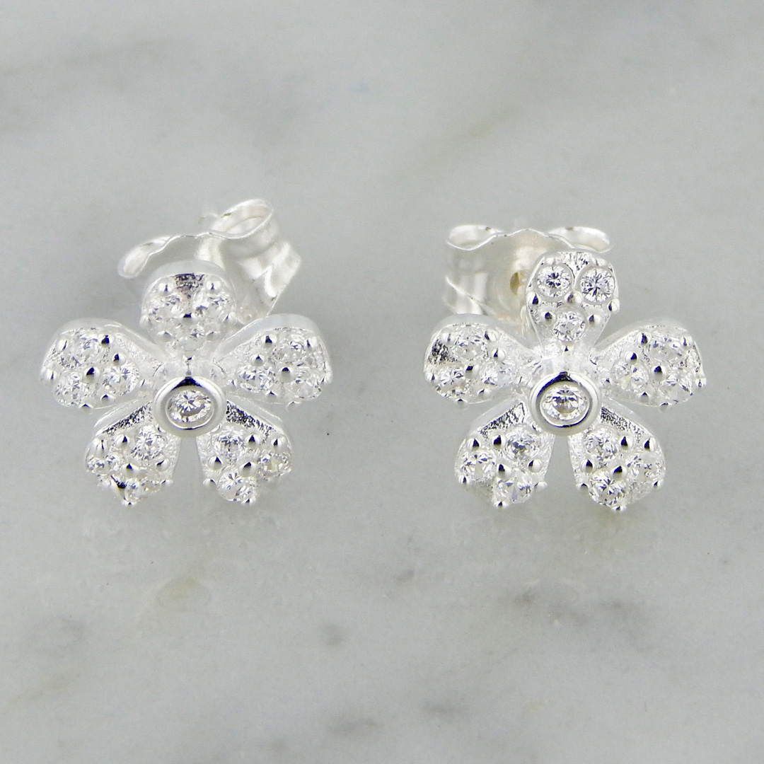 Aros Plata Flor Cubic Micropavé - Imagen 3
