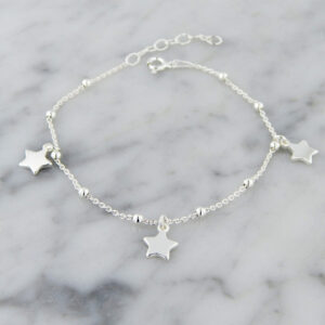 Pulsera Plata Estrellas Bolitas