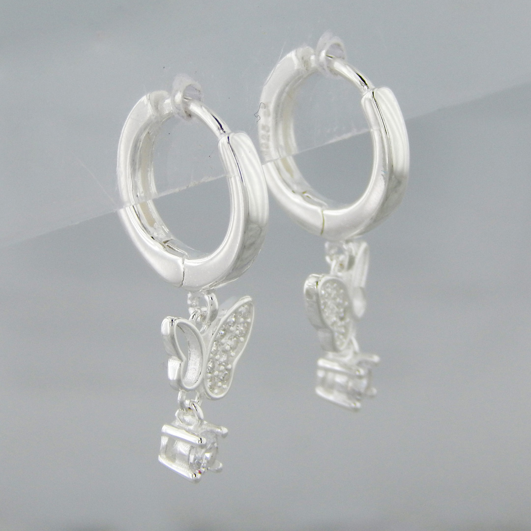 Aros Plata Cubic Mariposa