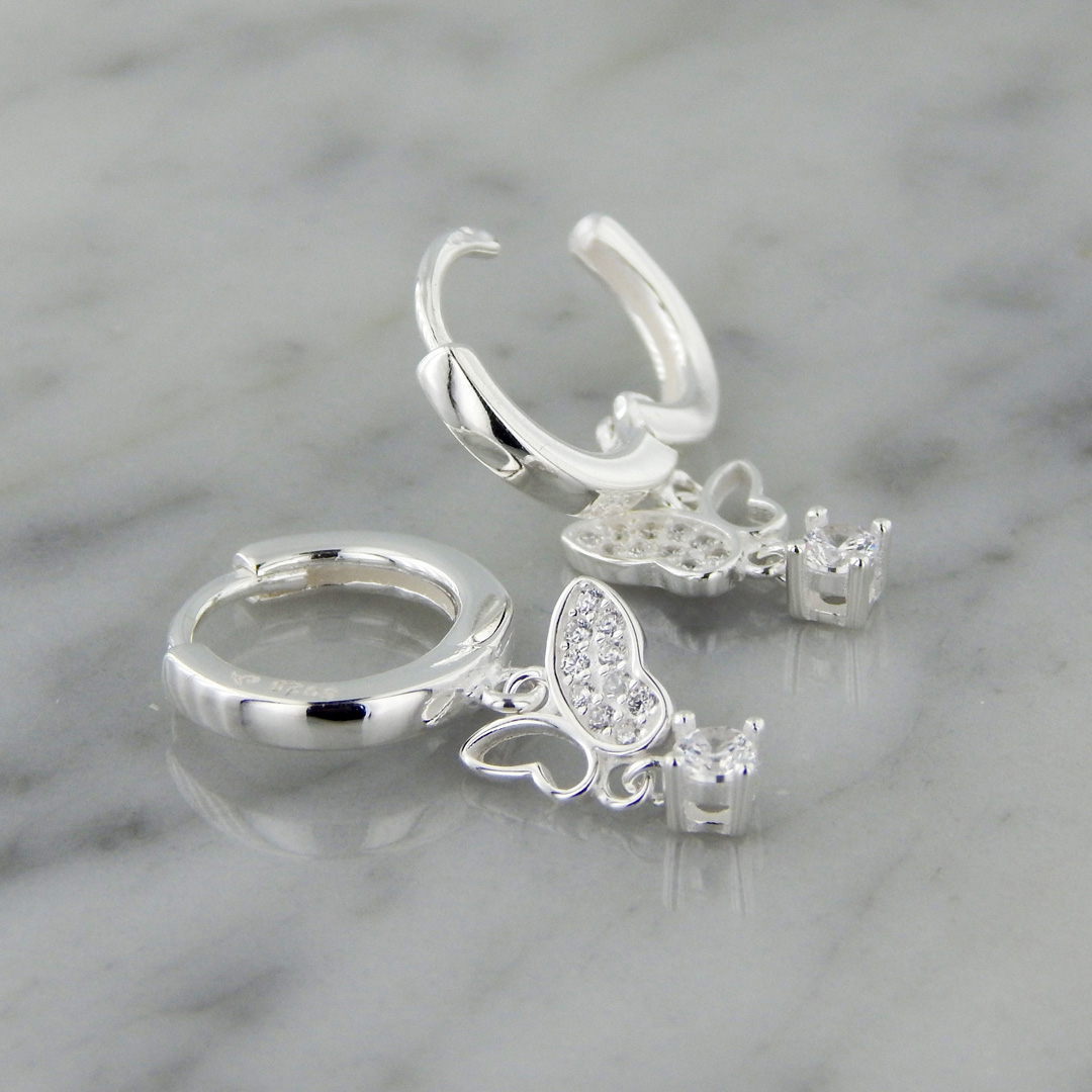 Aros Plata Cubic Mariposa - Imagen 3