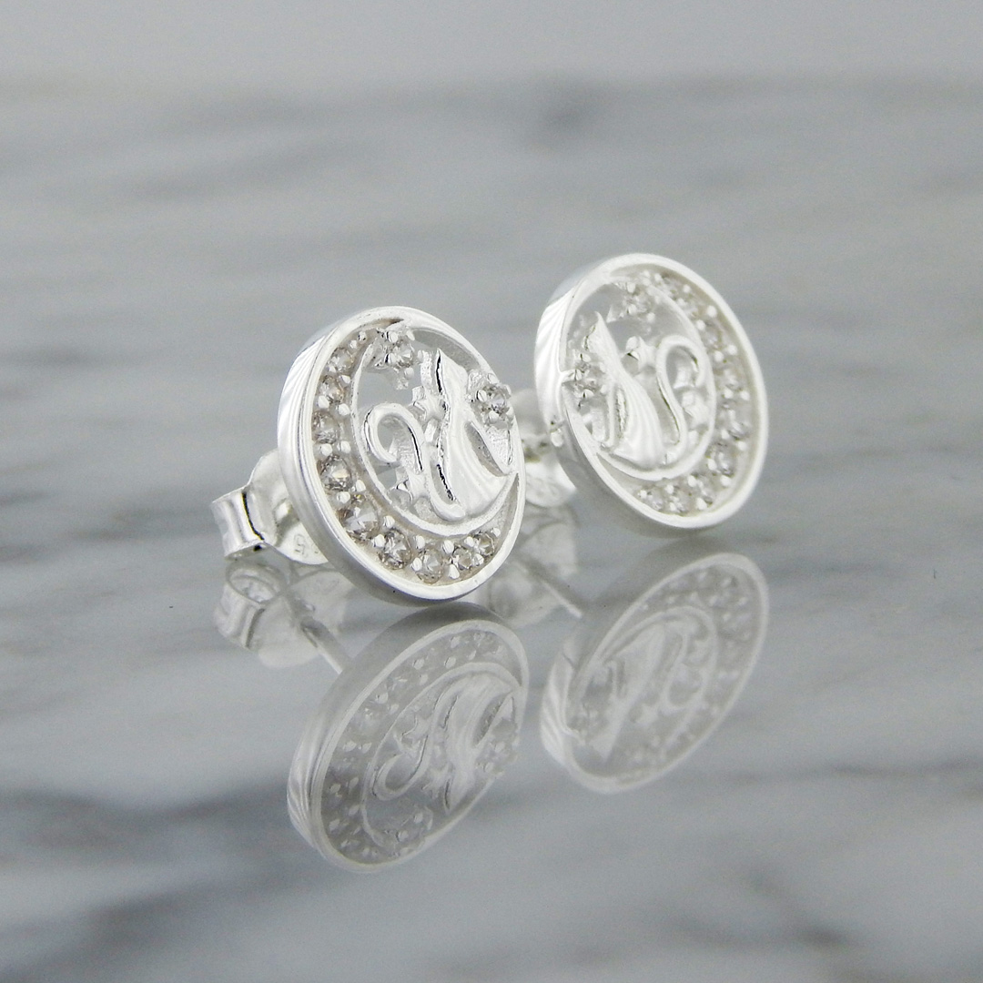 Aros Plata Cubic Gato Luna