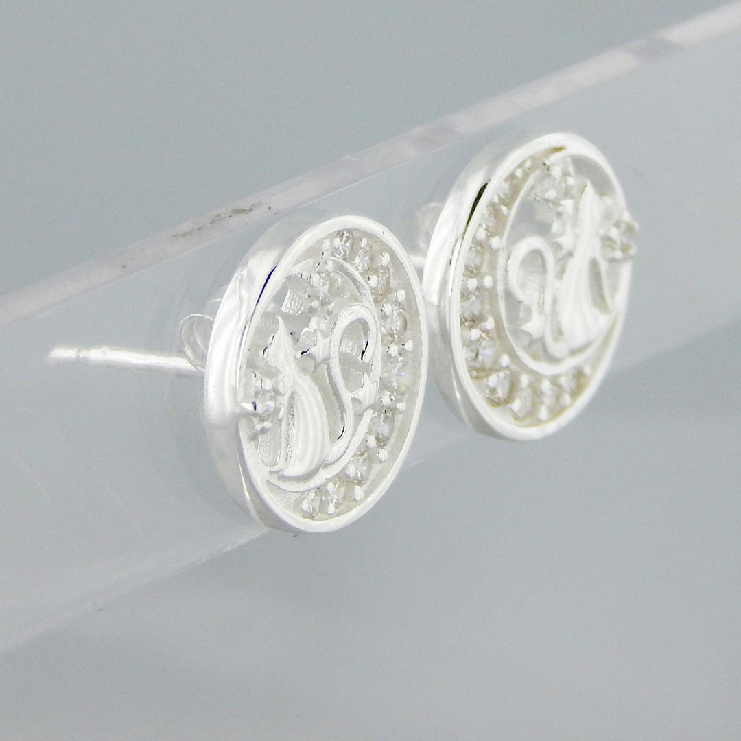 Aros Plata Cubic Gato Luna - Imagen 3