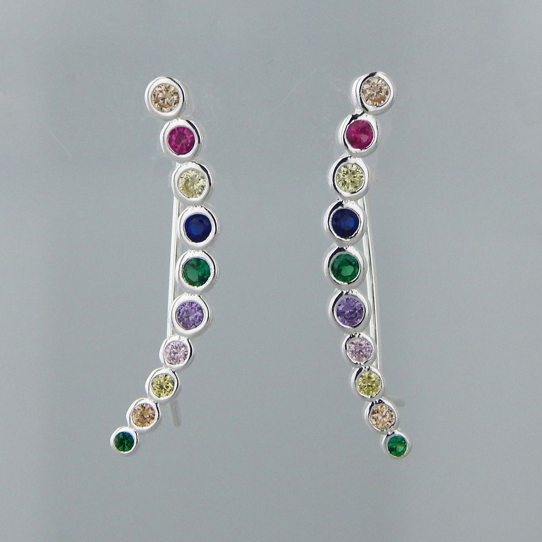 Aros Trepadores Plata Cubic Susanitos Colores