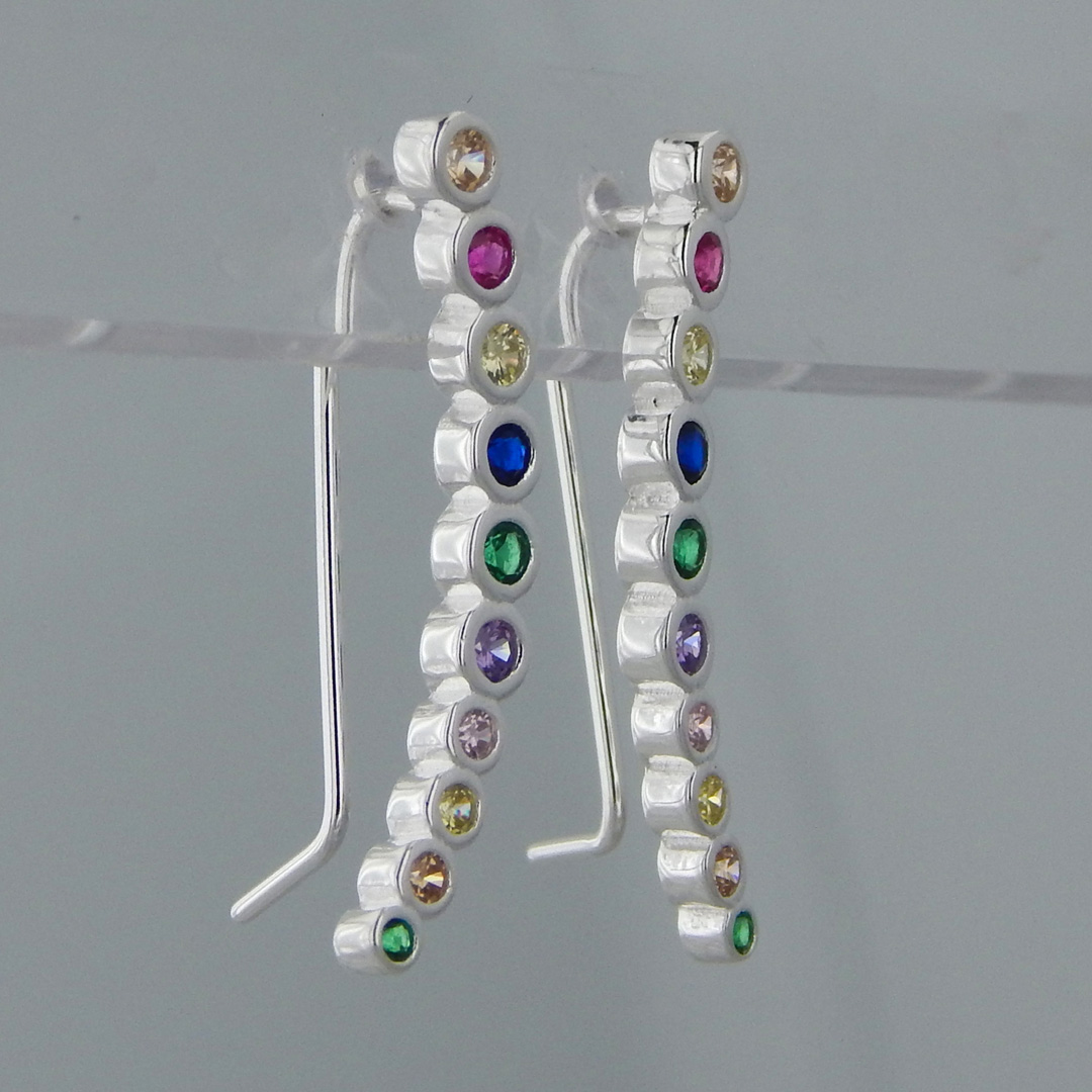 Aros Trepadores Plata Cubic Susanitos Colores - Imagen 2