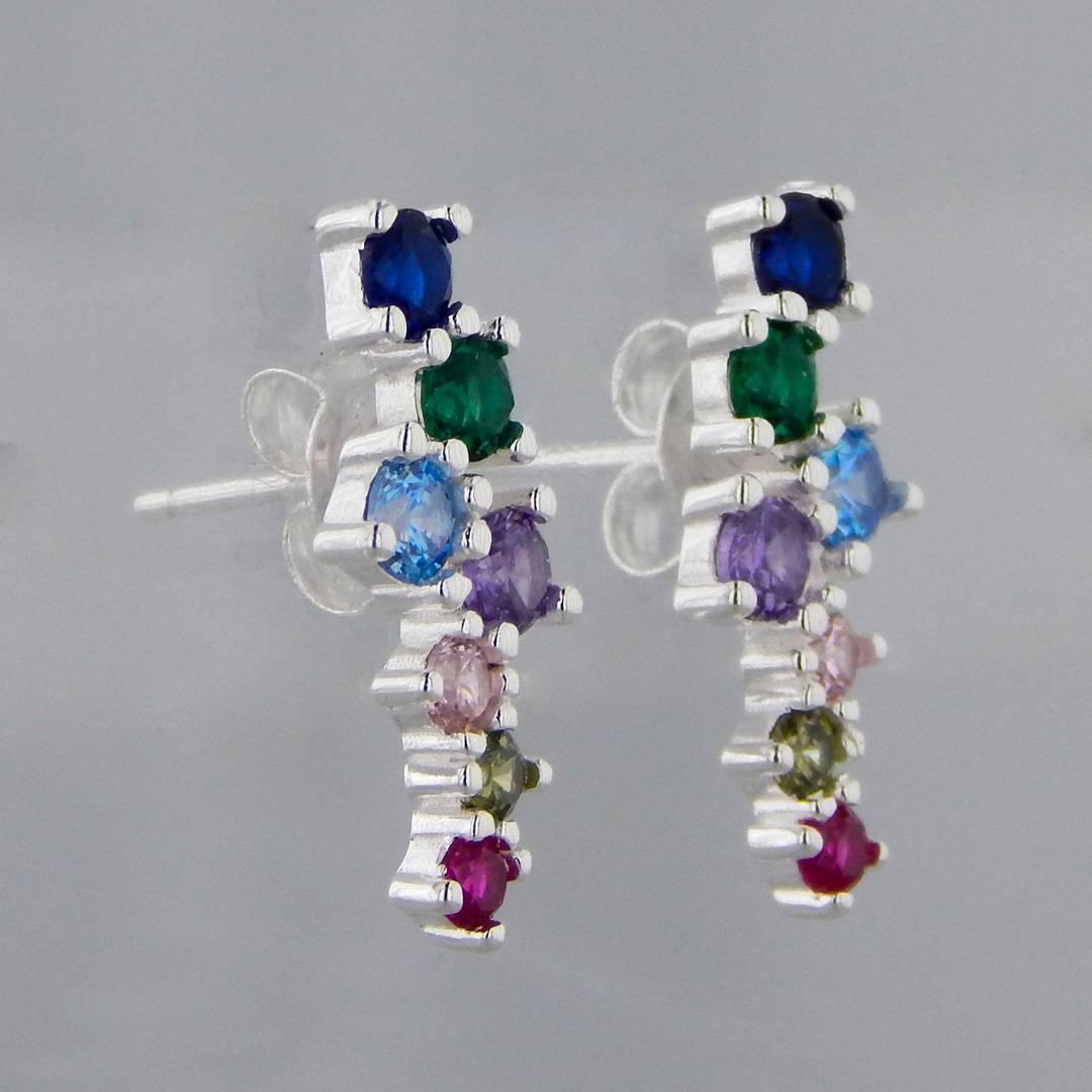 Aros Plata Cubic Colores - Imagen 2