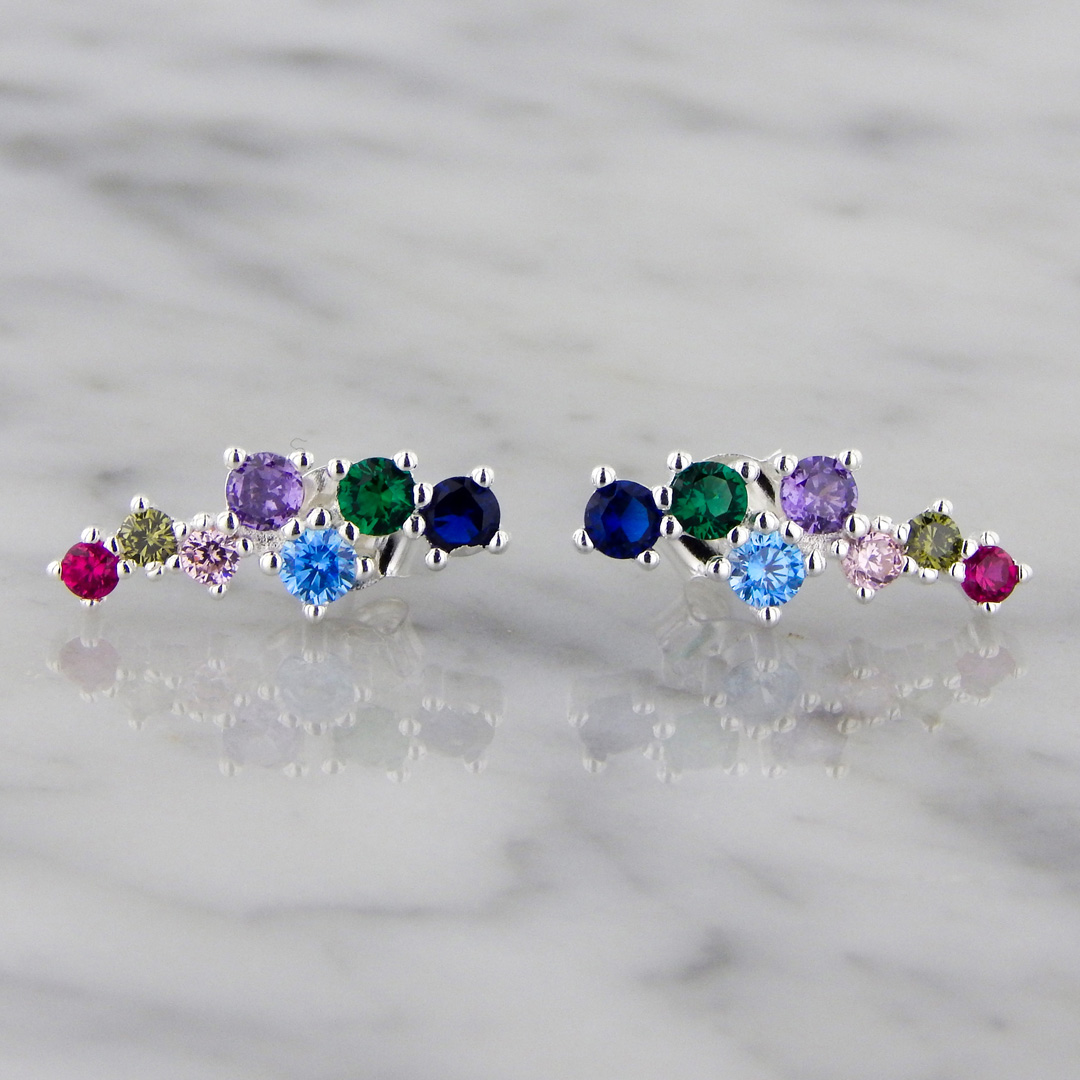 Aros Plata Cubic Colores - Imagen 3