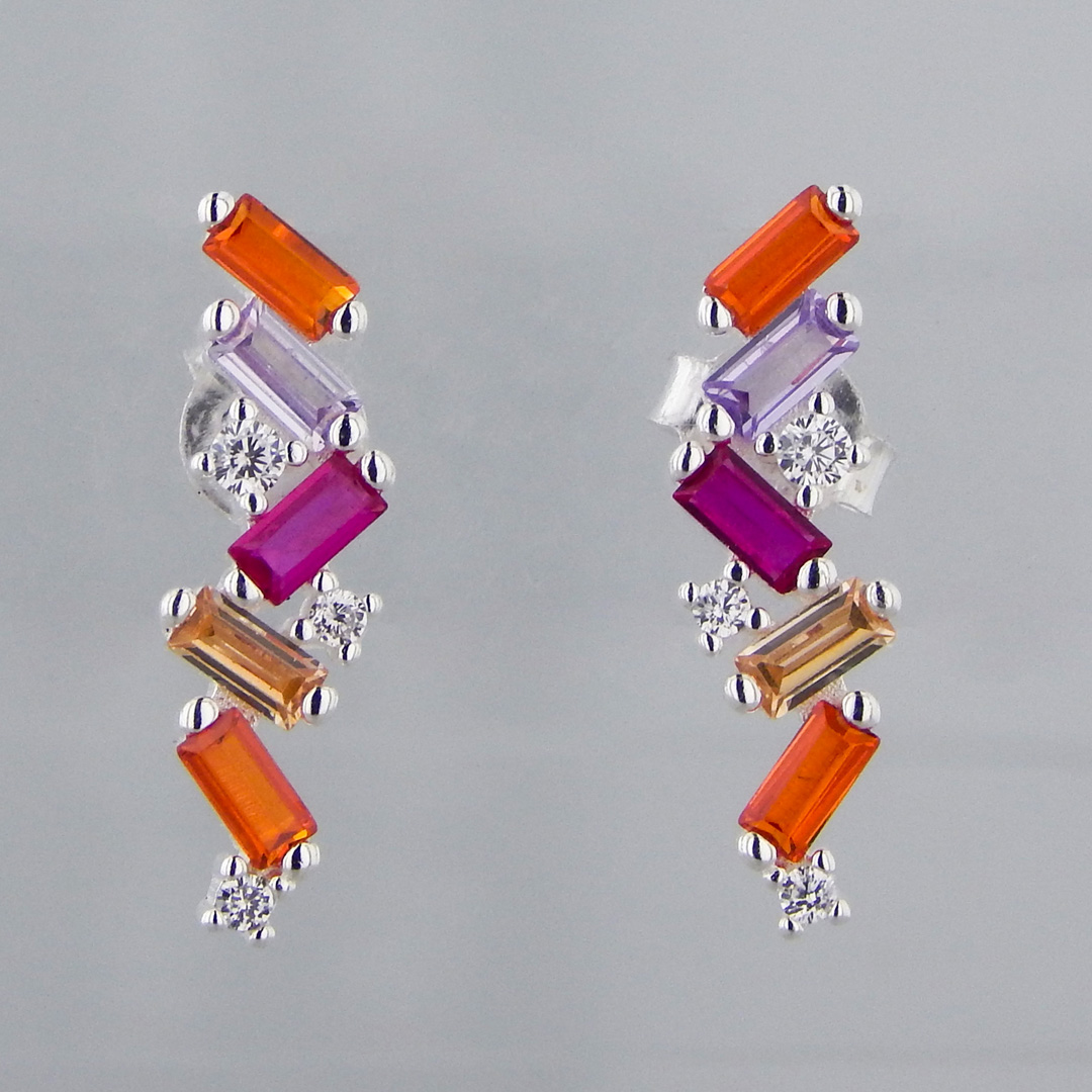 Aros Plata Cubic Colores