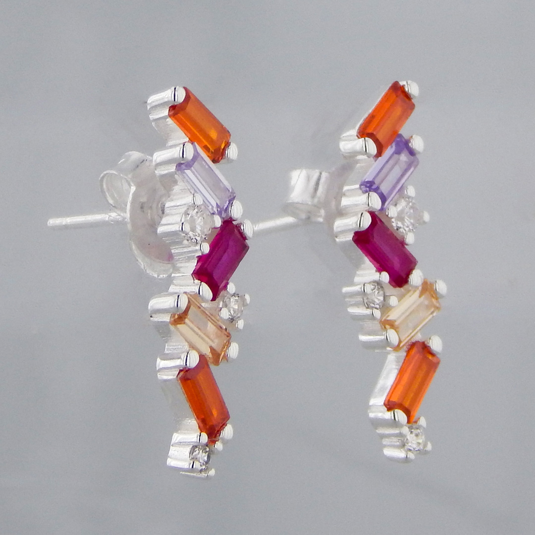 Aros Plata Cubic Colores - Imagen 2