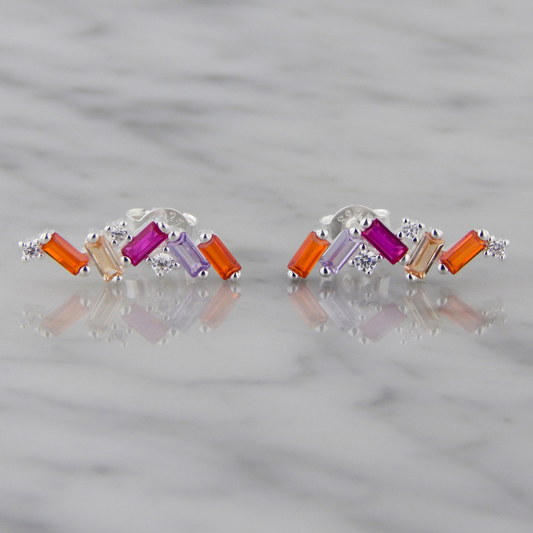 Aros Plata Cubic Colores - Imagen 3