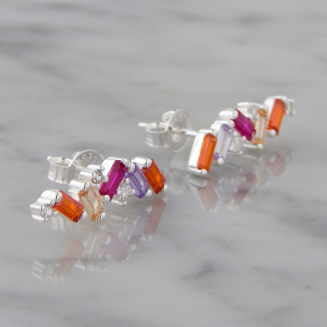 Aros Plata Cubic Colores - Imagen 5