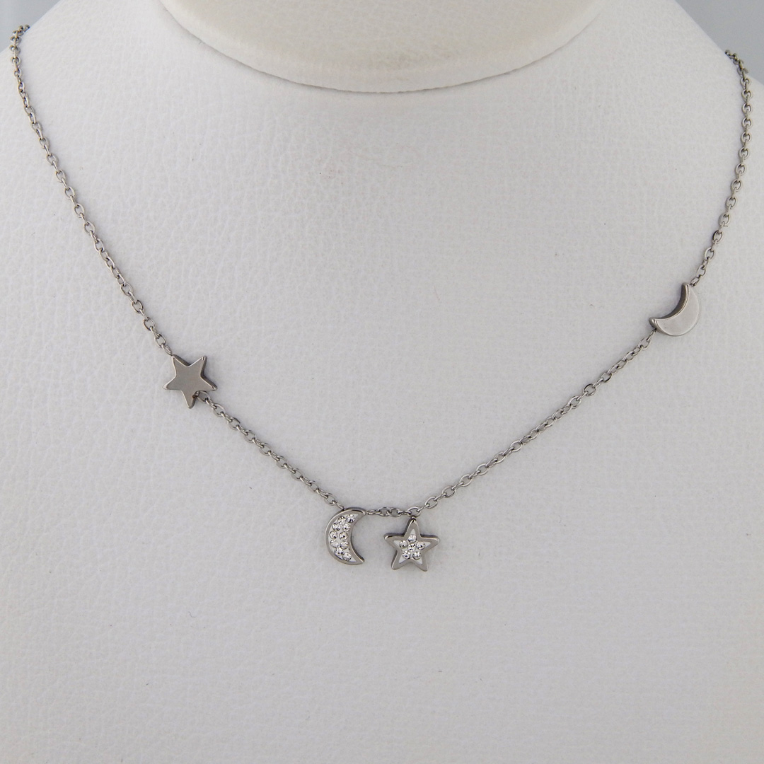 Collar Acero Strass Luna Estrellas