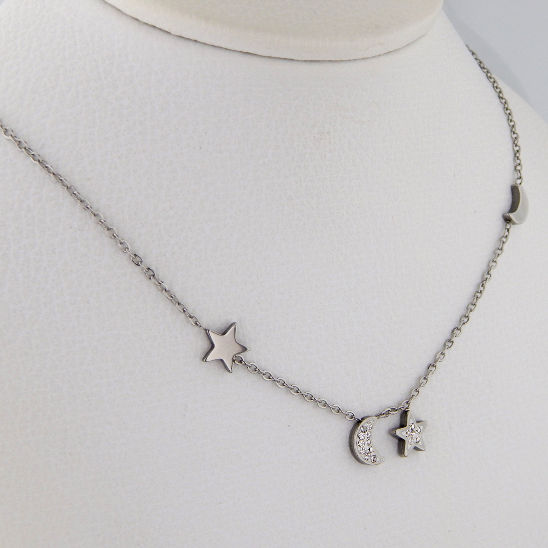 Collar Acero Strass Luna Estrellas - Imagen 2