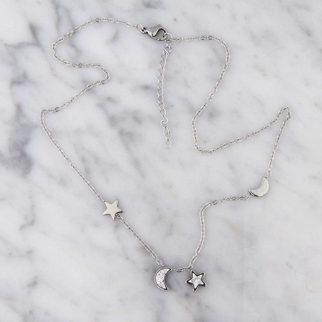 Collar Acero Strass Luna Estrellas - Imagen 3